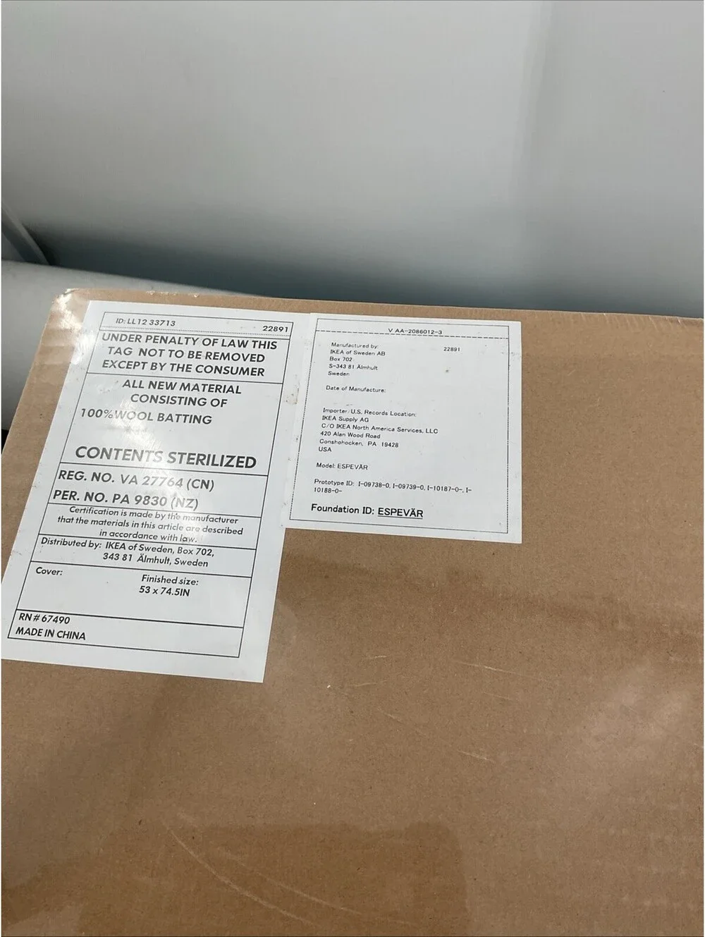 IKEA Espevar Beige Full Box spring Cover 503.733.37